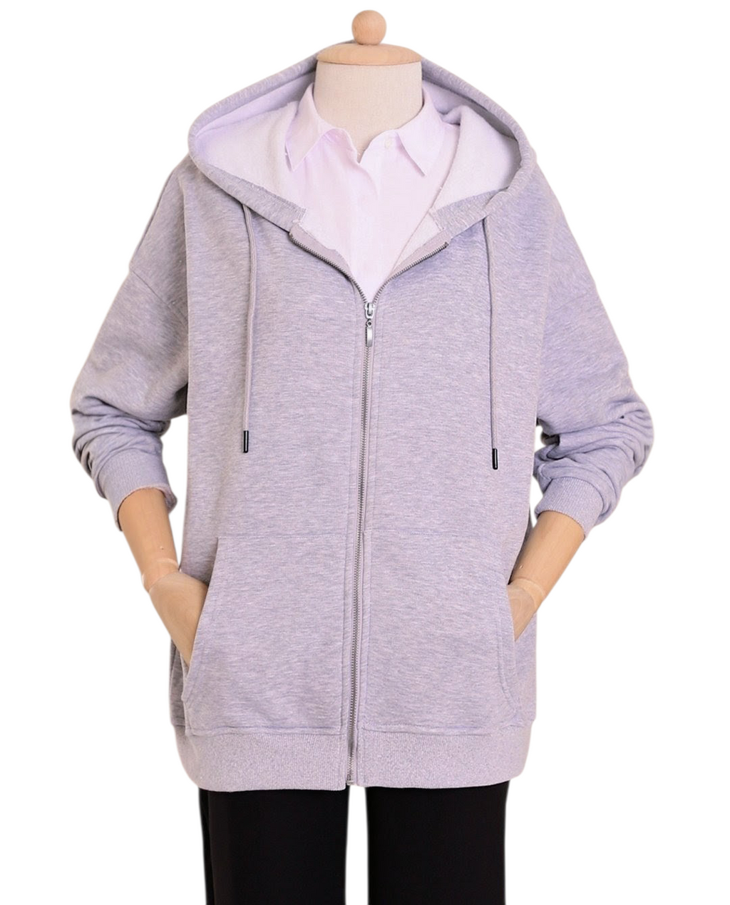 Relaxed Fit Kapüşonlu Fermuarlı Erkek Hırka 6925427 GRİ