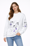 Kadın Baskılı Bisiklet Yaka Sweatshirt
