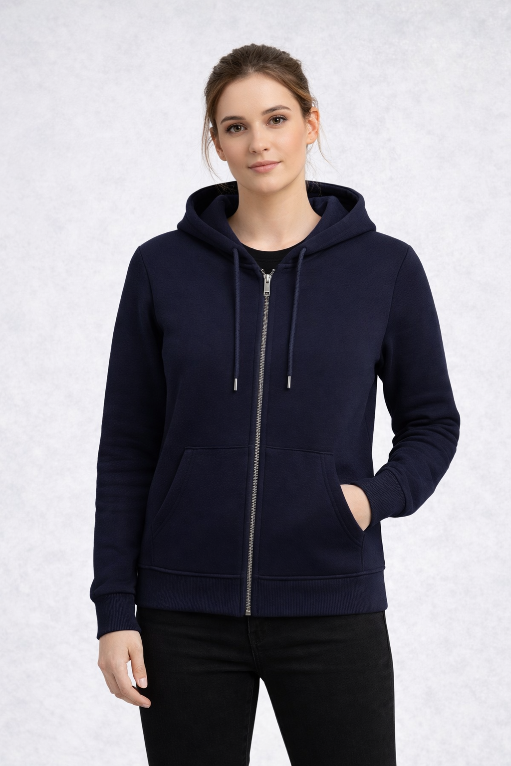 Relaxed Fit Kapüşonlu Fermuarlı Kadın Hırka 6925428 LACİVERT