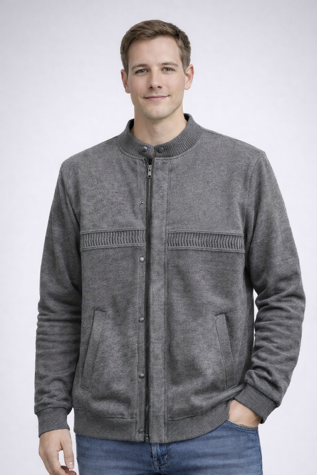 Çıtçıtlı Triko Erkek Hırka 6925477 GRİ