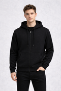 Relaxed Fit Kapüşonlu Fermuarlı Erkek Hırka 6925427 SİYAH