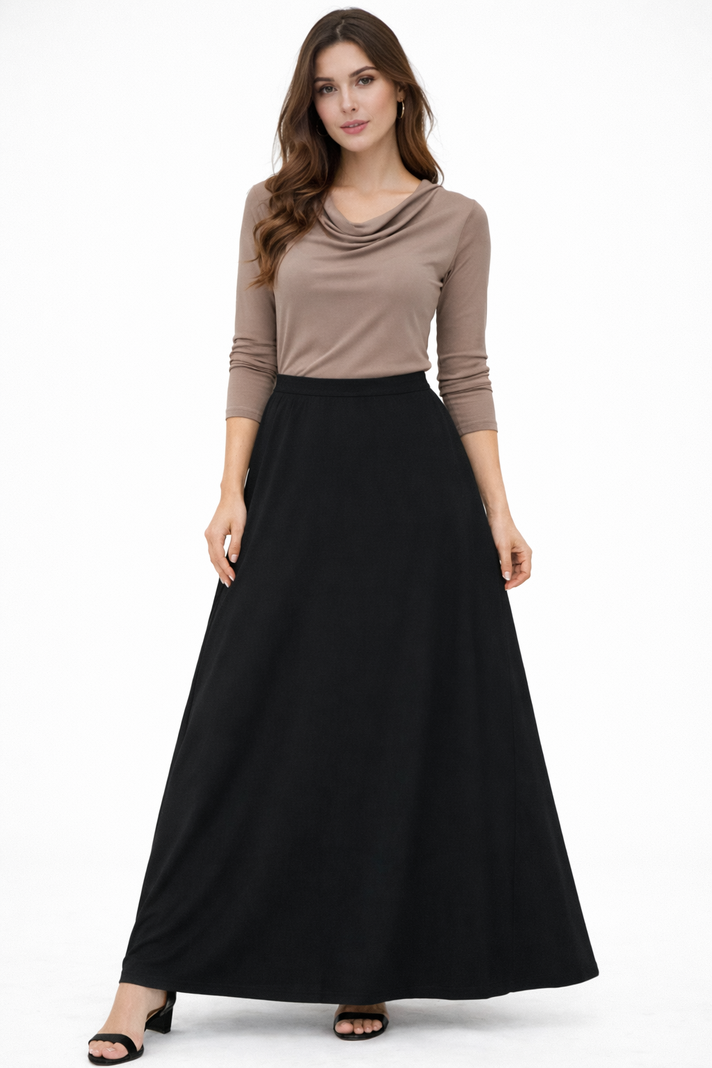 Yüksek Bel A Kesim Maksi Etek – Siyah