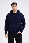 Relaxed Fit Kapüşonlu Fermuarlı Erkek Hırka 6925427 LACİVERT