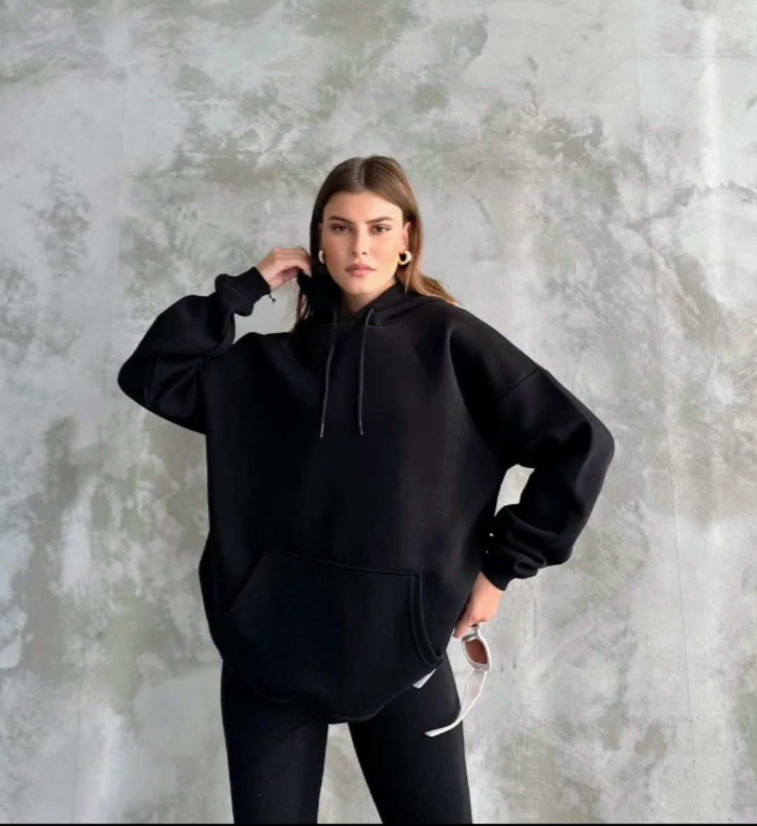 Relaxed Fit Kapüşonlu Kadın Sweatshirt 6925430 SİYAH