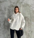Relaxed Fit Kapüşonlu Kadın Sweatshirt 6925430 KREM
