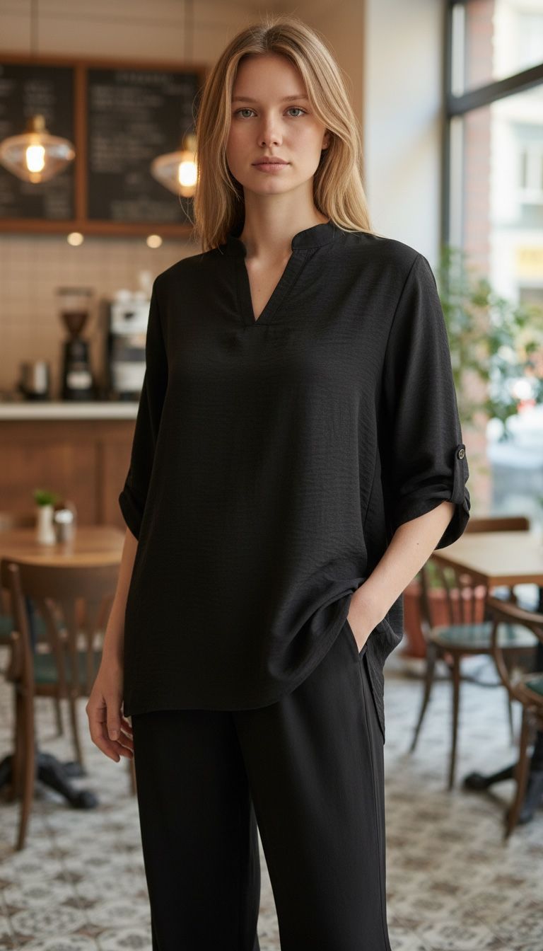 Siyah Rahat Kesim Günlük Kadın Takım